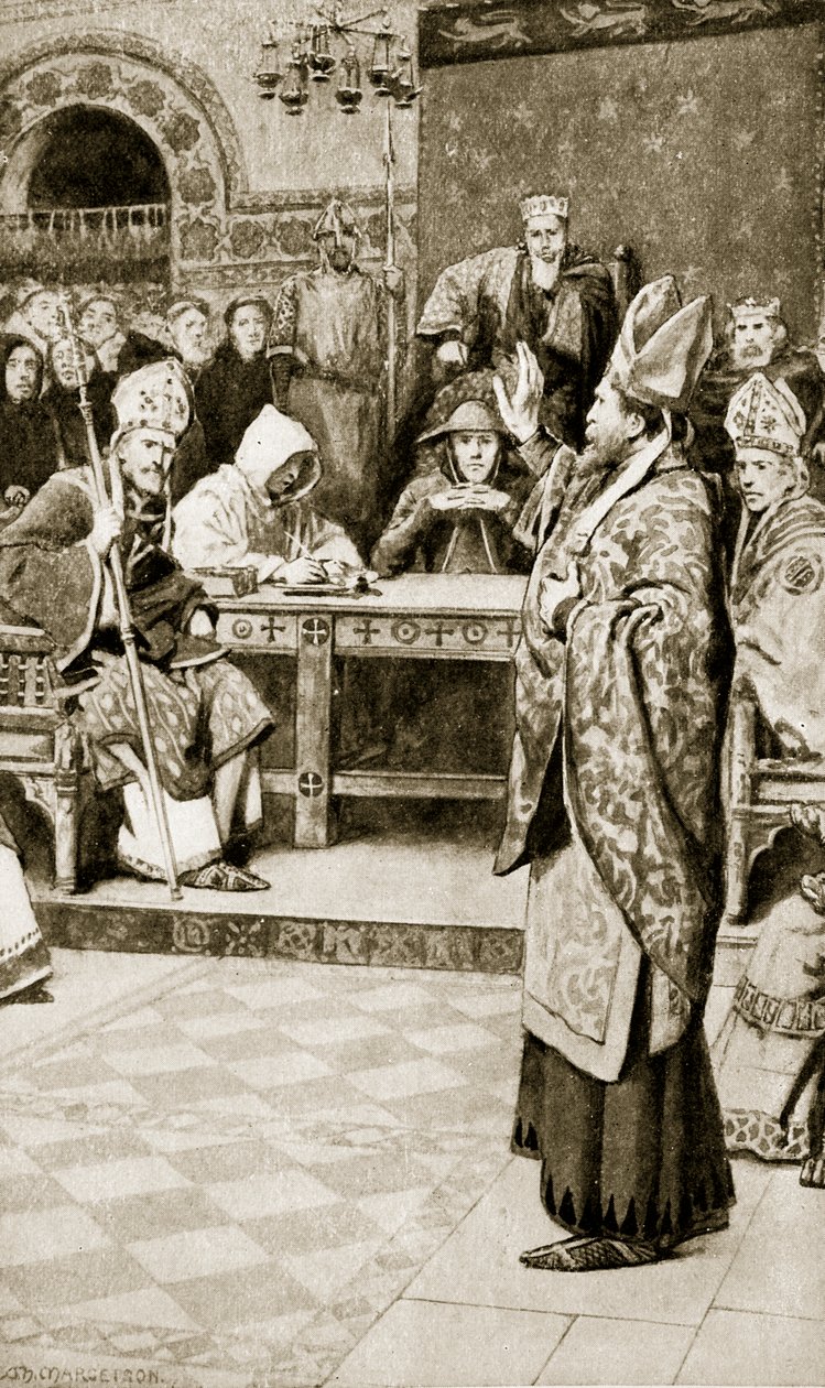 Jocelyn, biskup Glasgow, w Northampton, 1176 r., ilustracja z "Hutchinson