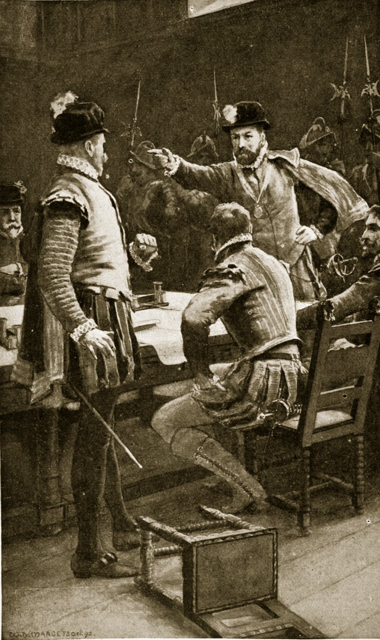 Regent Moray aresztuje swoich wrogów, 1569, ilustracja z „Hutchinson