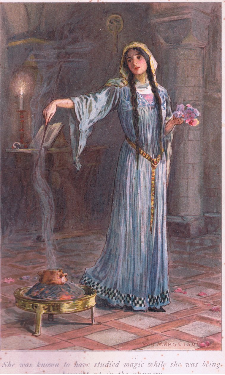 Wiadomo było, że studiowała magię, kiedy wychowywała się w klasztorze autorstwa William Henry Margetson