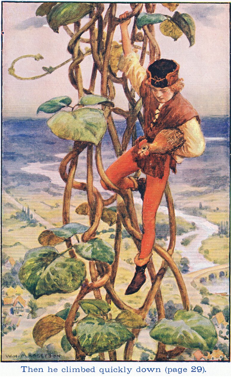 Potem spokojnie zszedł na dół, Jack and the Beanstalk, 1925 autorstwa William Henry Margetson