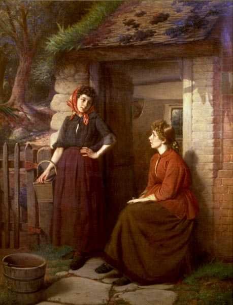 Wiejska plotka (olej na płótnie) autorstwa William Henry Midwood