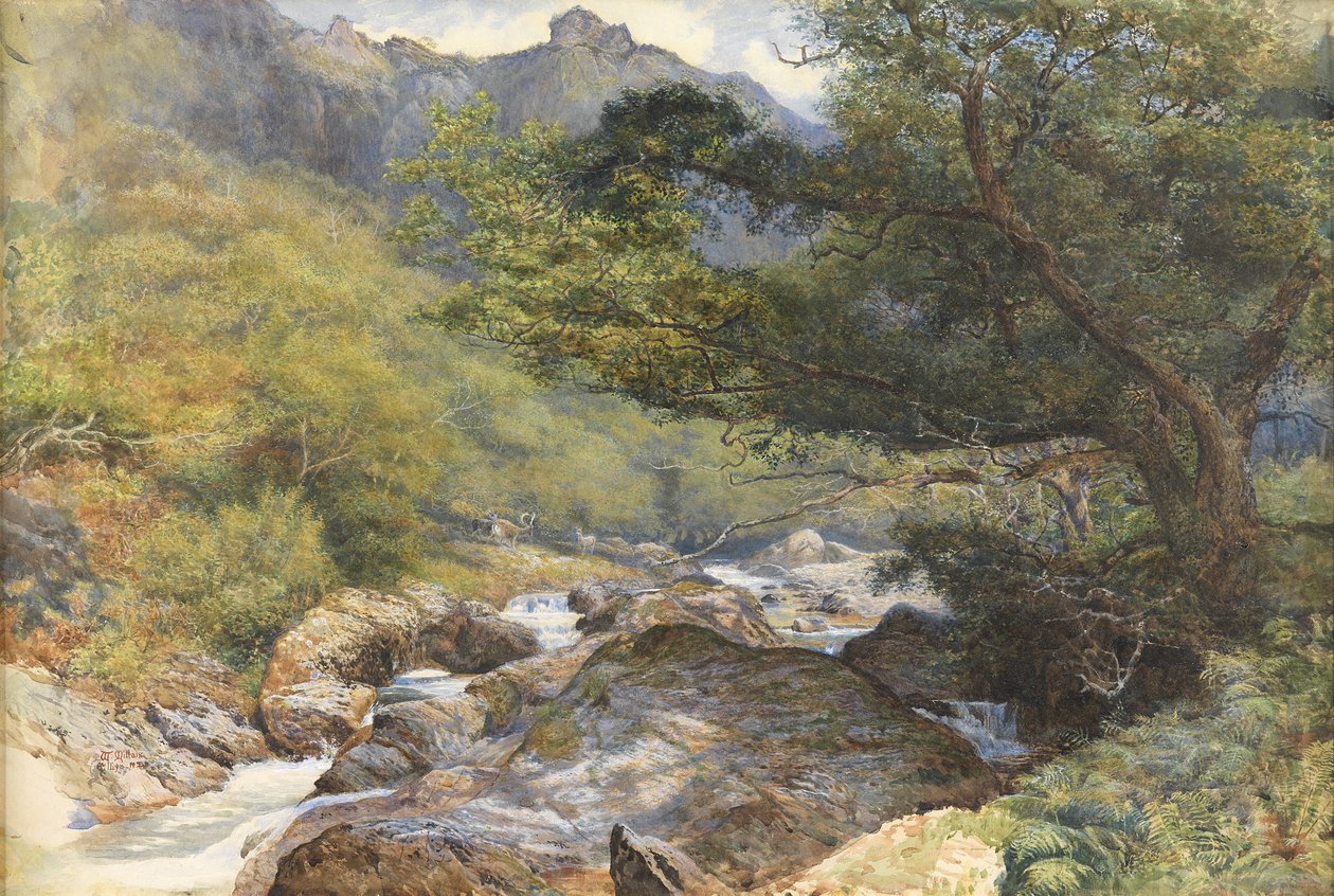 On the Lyn, North Devon (toaleta wzmocniona kolorem ciała i gumą arabską) autorstwa William Henry Millais