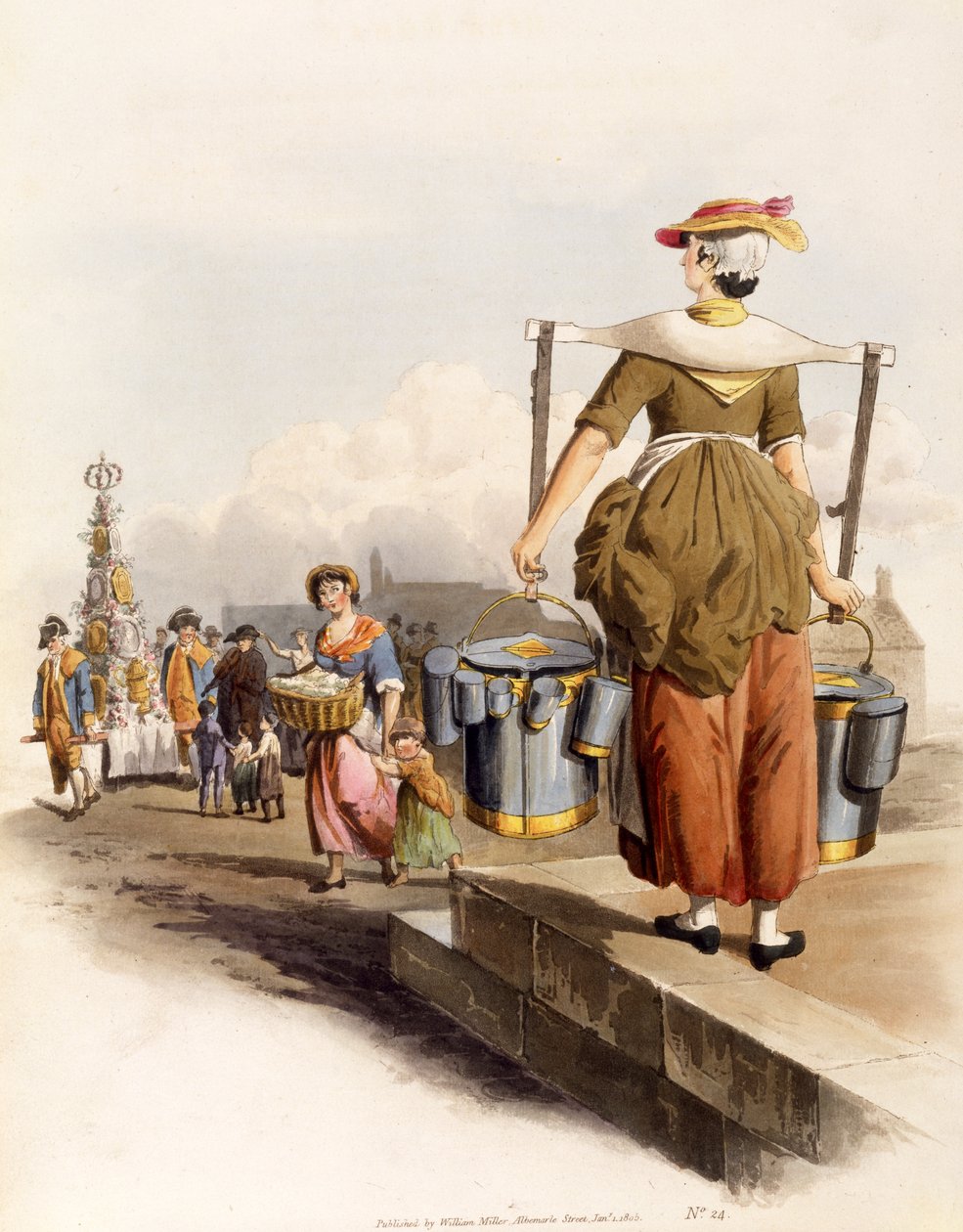 Mleczarka, z filmu Kostiumy Wielkiej Brytanii, wyd. Henry Miller, 1805 (odbitka ręcznie kolorowana) autorstwa William Henry Pyne