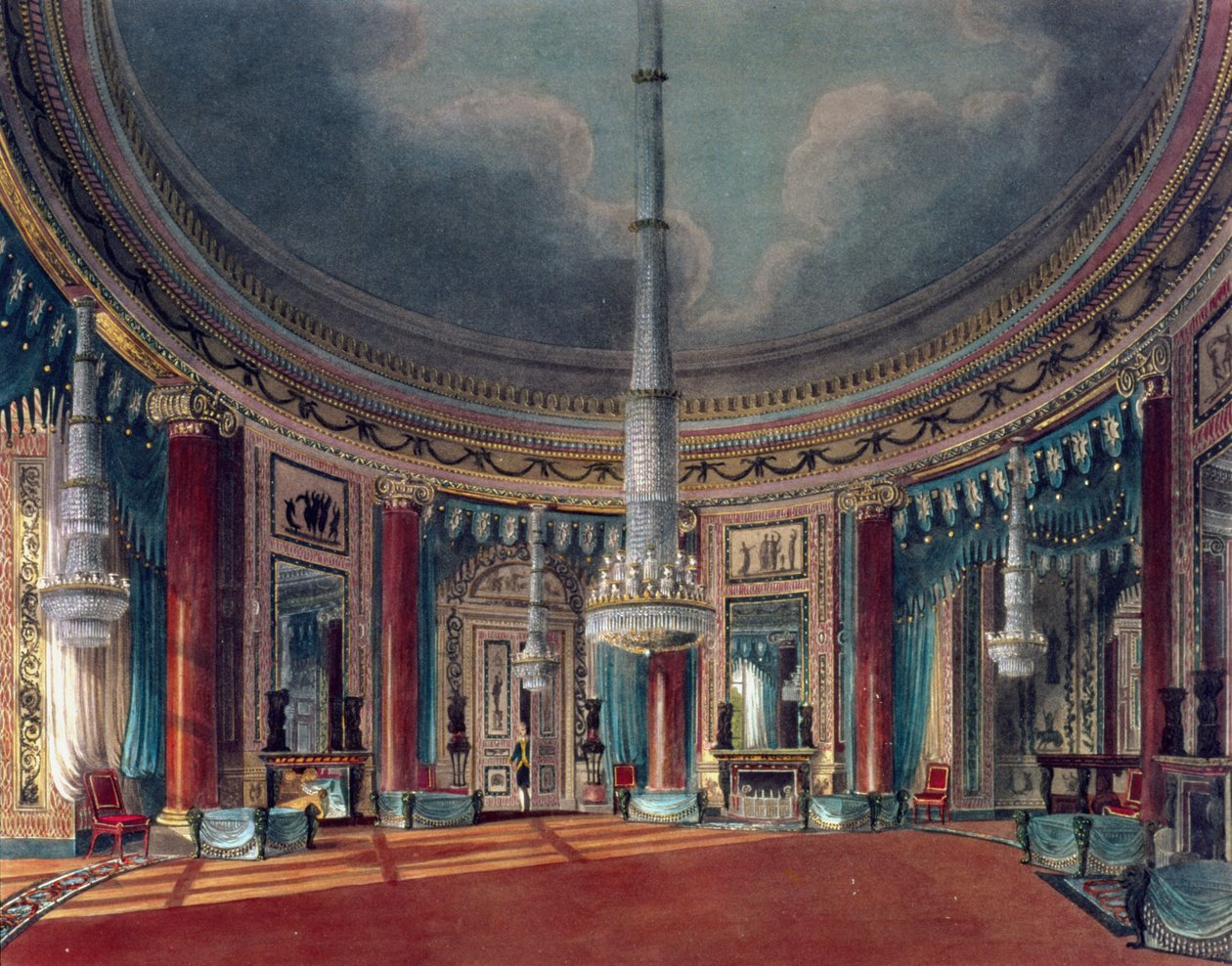 Carlton House, Circular Room, z Pynes Royal Residences, opublikowany w 1818 r. autorstwa William Henry Pyne