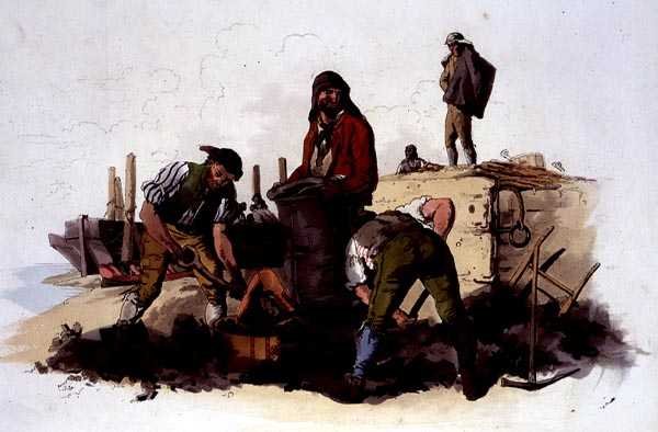 Coal Heavers, z „Kostium Wielkiej Brytanii”, wydanego przez Williama Millera autorstwa William Henry Pyne