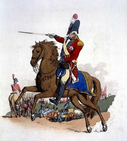 General Officer on Horseback, z „Kostium Wielkiej Brytanii”, wyd. William Miller autorstwa William Henry Pyne