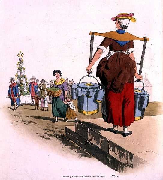 Milk Woman, z „Kostium Wielkiej Brytanii”, wyd. William Miller autorstwa William Henry Pyne
