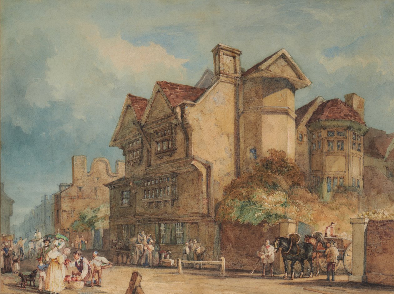 Stare domy, główna ulica, Rochester autorstwa William Henry Pyne