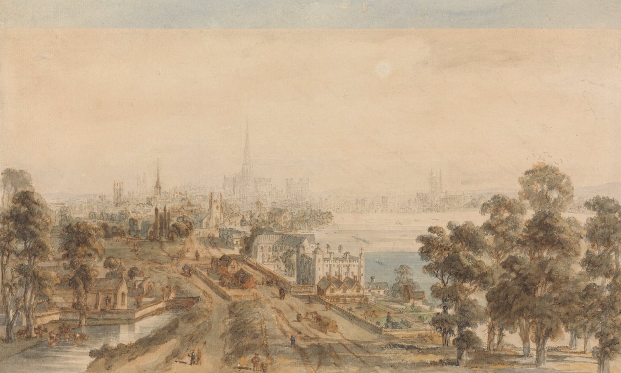 Stary Londyn, widok z St. James Park patrząc na wschód autorstwa William Henry Pyne