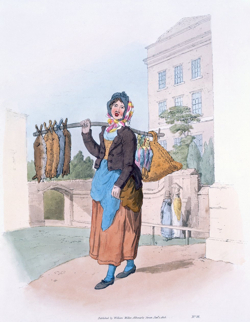 Rabbit Woman, z „Kostium Wielkiej Brytanii”, wyd. William Miller, 1805 autorstwa William Henry Pyne