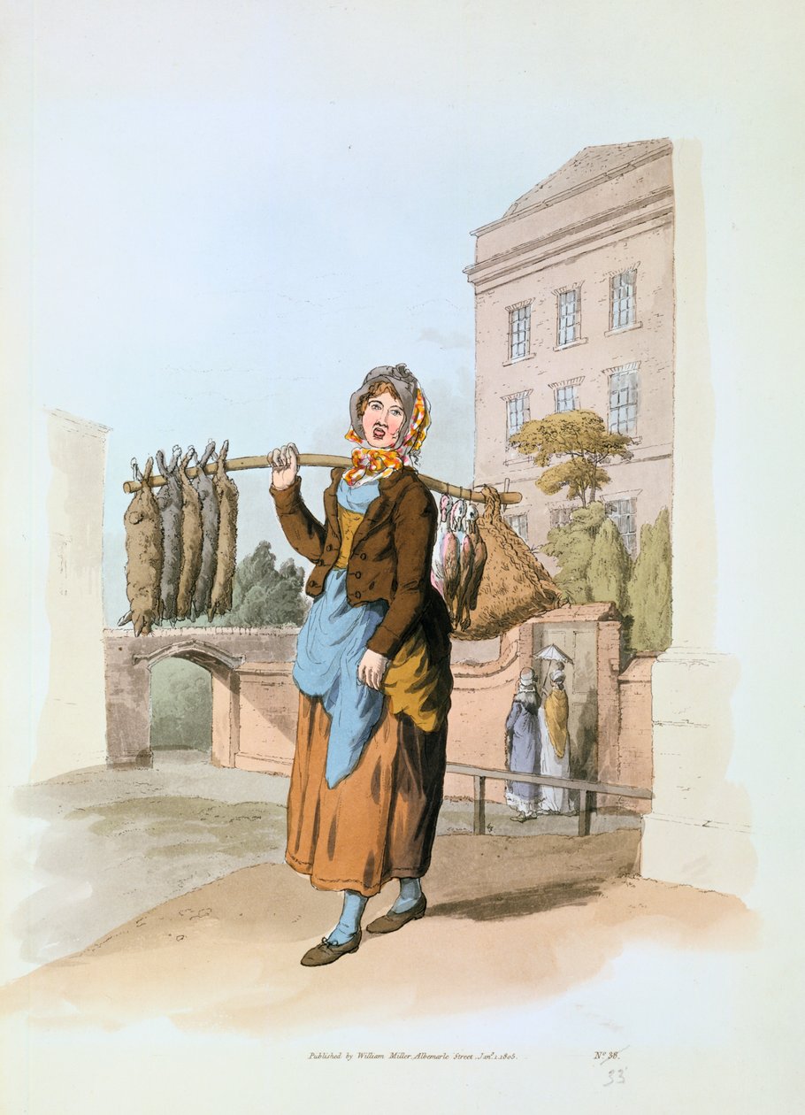 Sprzedawca królików, 1808 autorstwa William Henry Pyne
