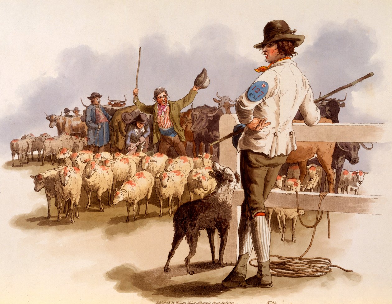 Smithfield Drover, z „Kostiumy Wielkiej Brytanii”, 1808 autorstwa William Henry Pyne