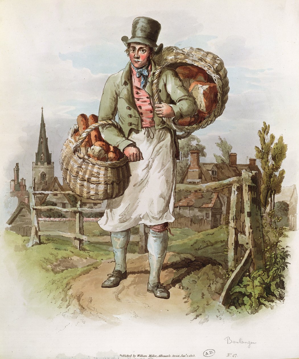 The Baker, ilustracja z "The Costume of Great Britain", wydana w latach 1804-08 przez Williama Millera, Londyn (akwatinta) autorstwa William Henry Pyne