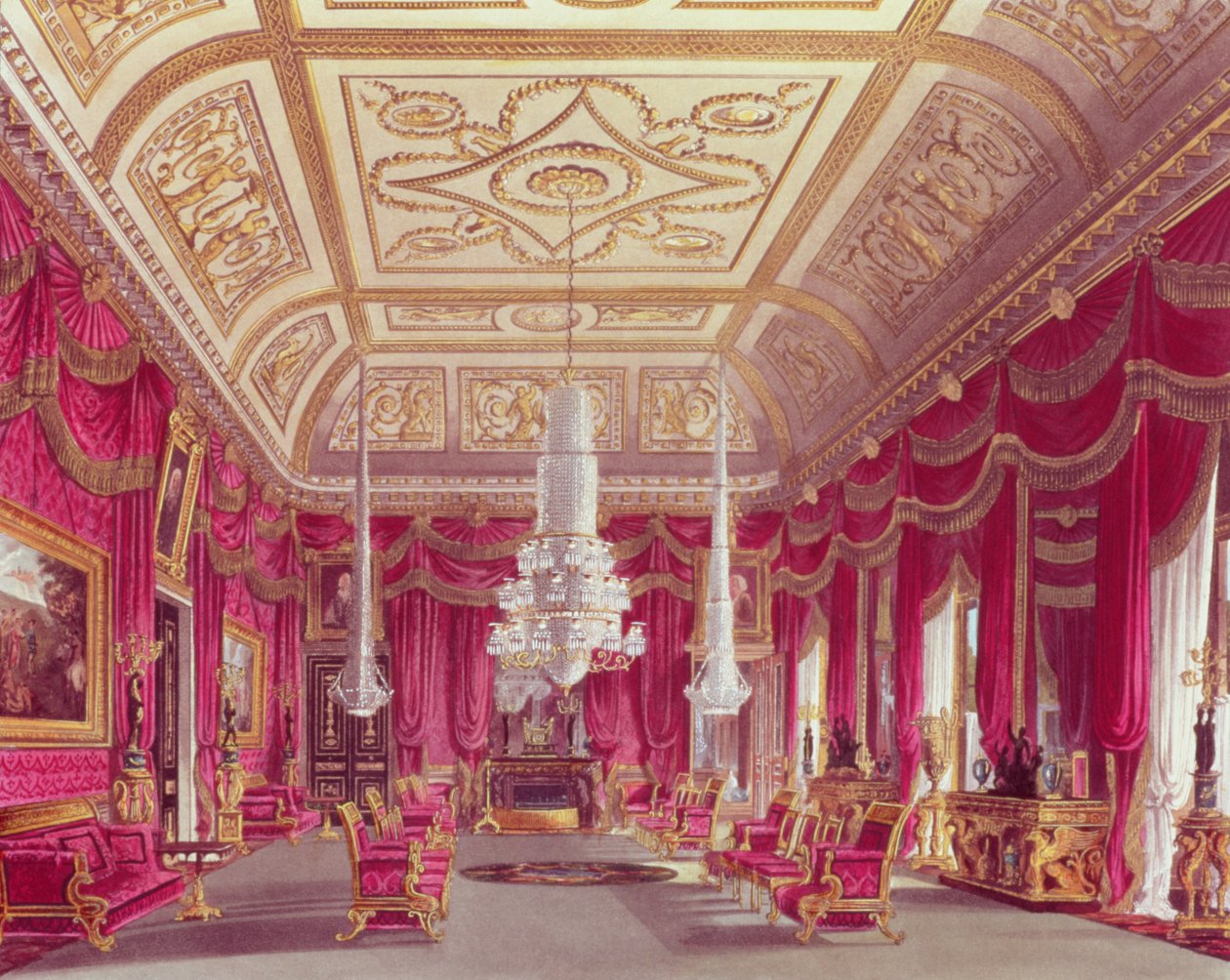 The Crimson Drawing Room, Carlton House z "Royal Residences" Pyne