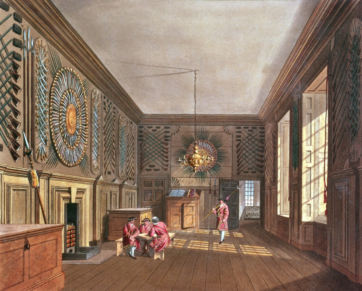 Komnata Straży, Pałac św. Jakuba z „Królewskich Rezydencji” Pyne, 1818 autorstwa William Henry Pyne