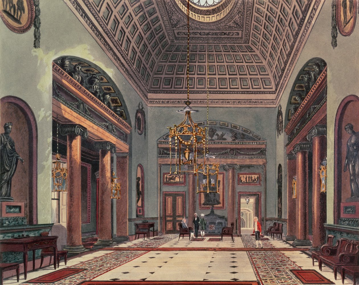 Hall of Entrance, Carlton House z Pynes Royal Residences, 1818 r. autorstwa William Henry Pyne