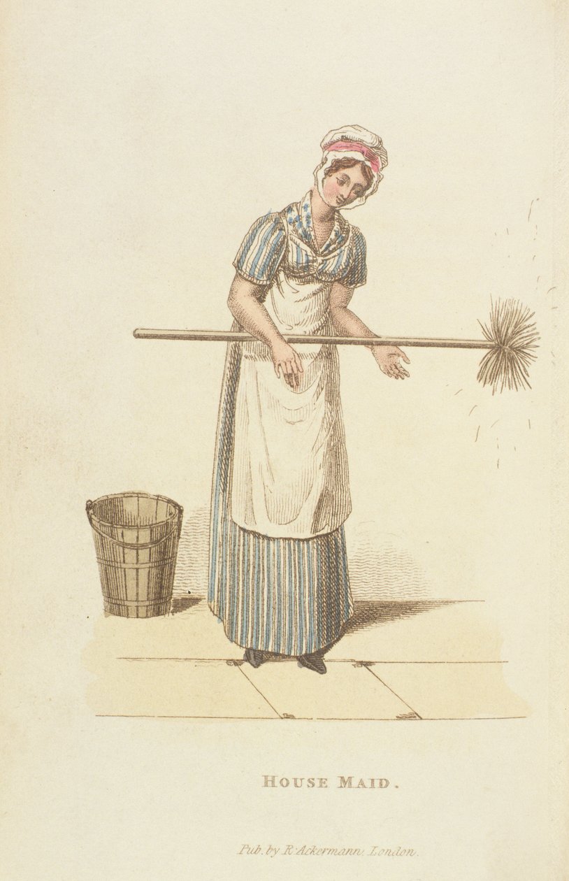 Pokojówka z „Świata w miniaturze”, 1827 (druk) autorstwa William Henry Pyne