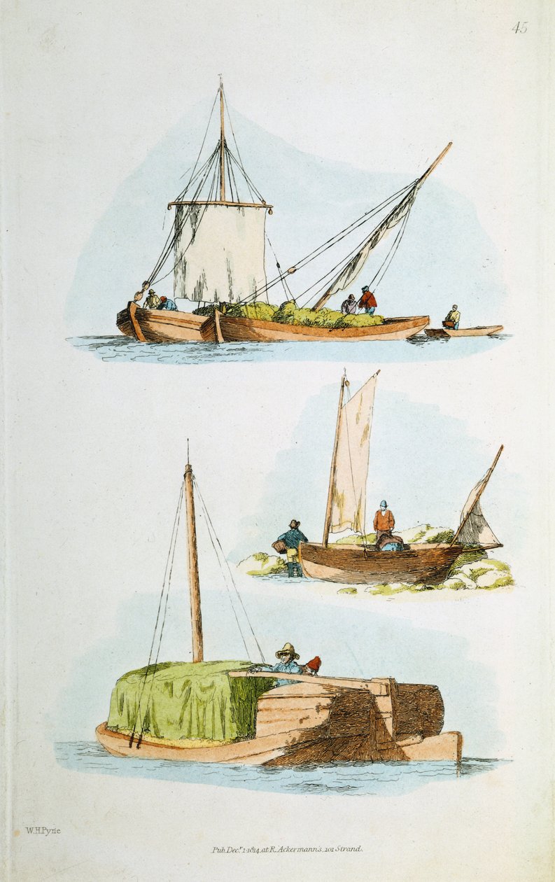 Tradycyjne łodzie Norfolk, 1814 autorstwa William Henry Pyne