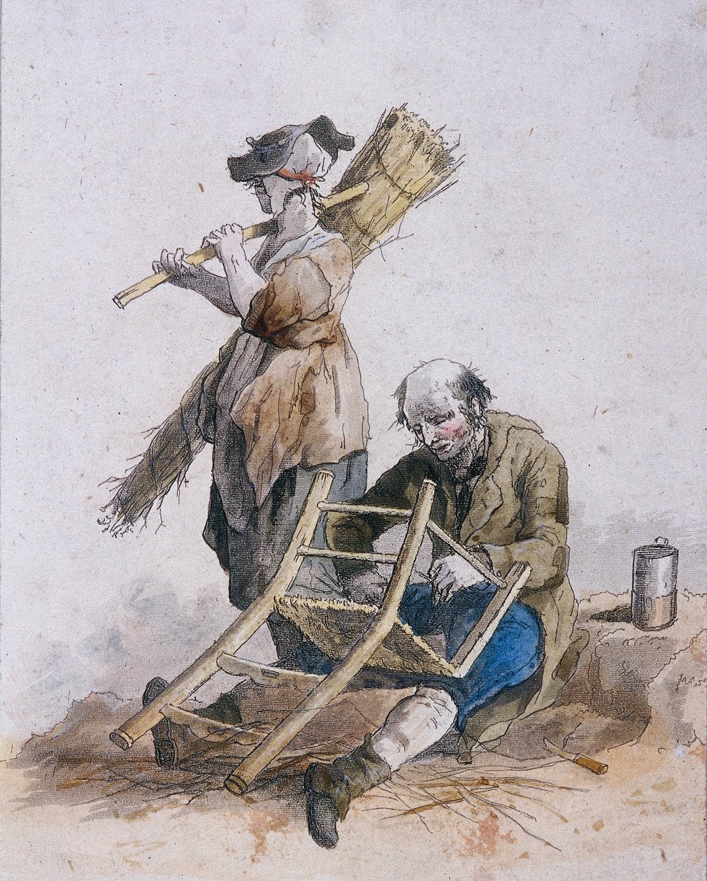 Dwóch naprawiaczy krzeseł, Postacie Prowincjonalne, 1804 autorstwa William Henry Pyne