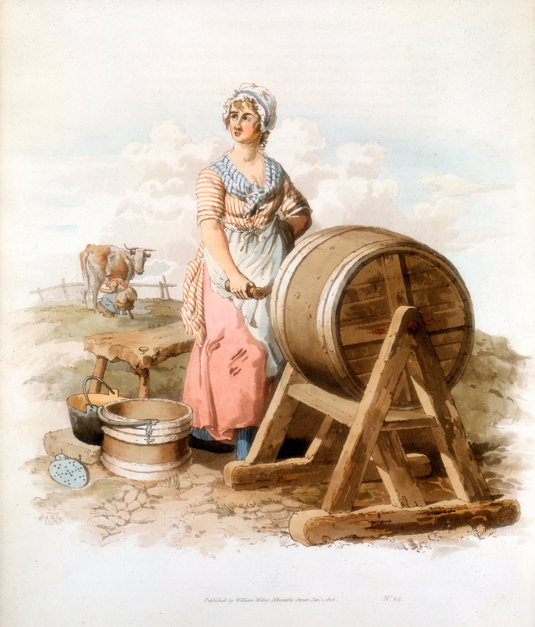 Kobiety robiące masło, 1808 autorstwa William Henry Pyne