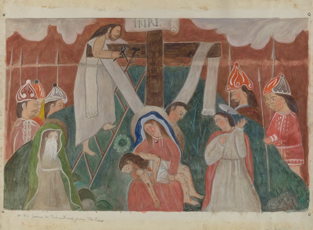 Stacja Drogi Krzyżowej nr 13: Jezus zdjęty z krzyża, ok. godz. 1936. autorstwa William Herbert