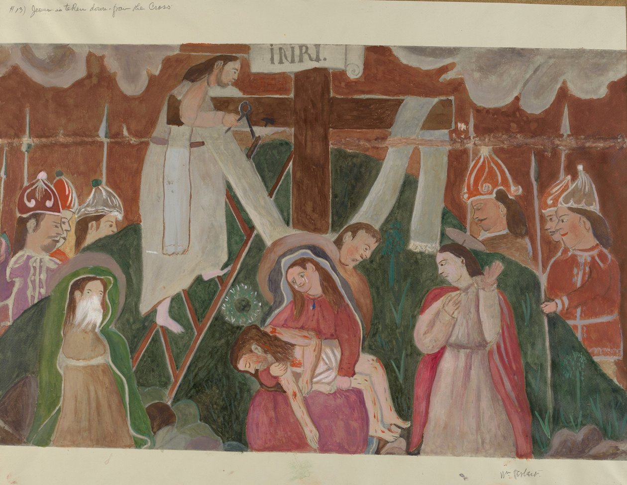 Stacja Drogi Krzyżowej nr 13: Jezus zdjęty z krzyża, ok. godz. 1936. autorstwa William Herbert