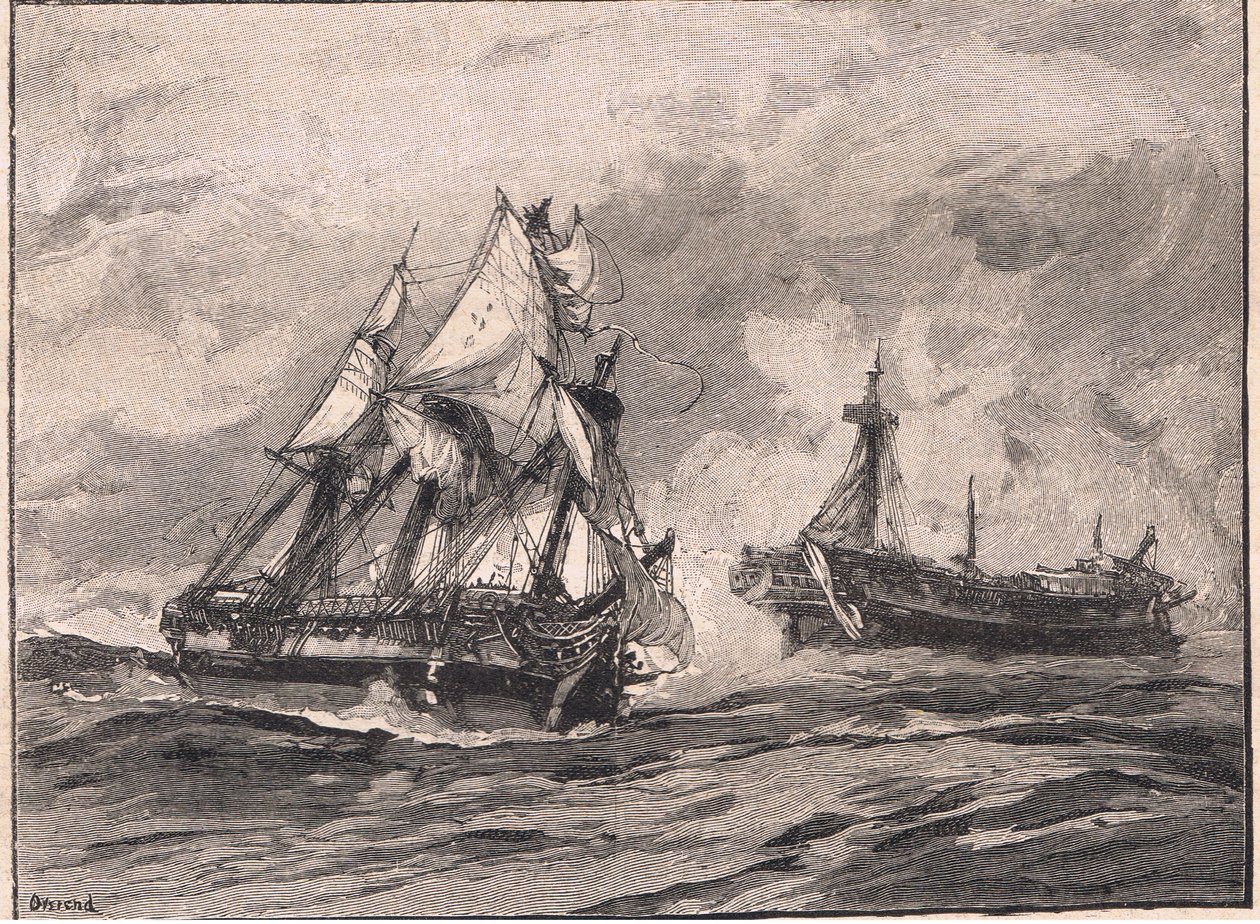Aretuza i Belle Poule AD 1778 autorstwa William Heysham Overend