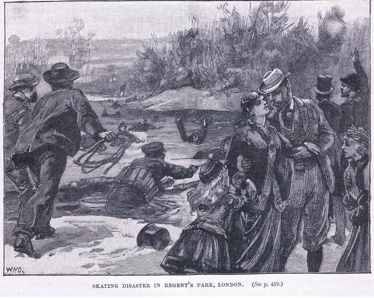 Katastrofa łyżwiarska w Regents Park, Londyn 1868 AD autorstwa William Heysham Overend