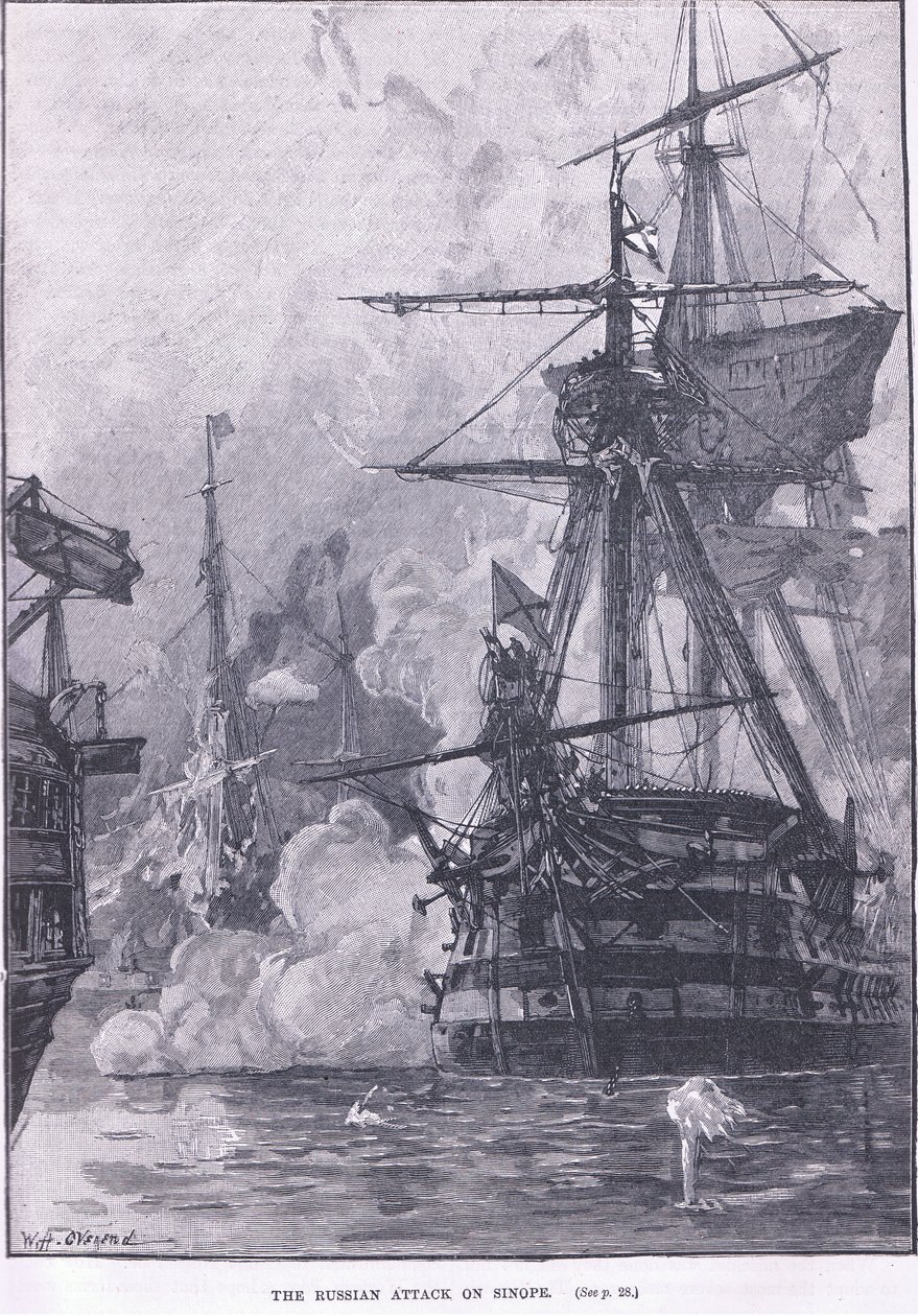Rosyjski atak na Sinope 1853 AD autorstwa William Heysham Overend