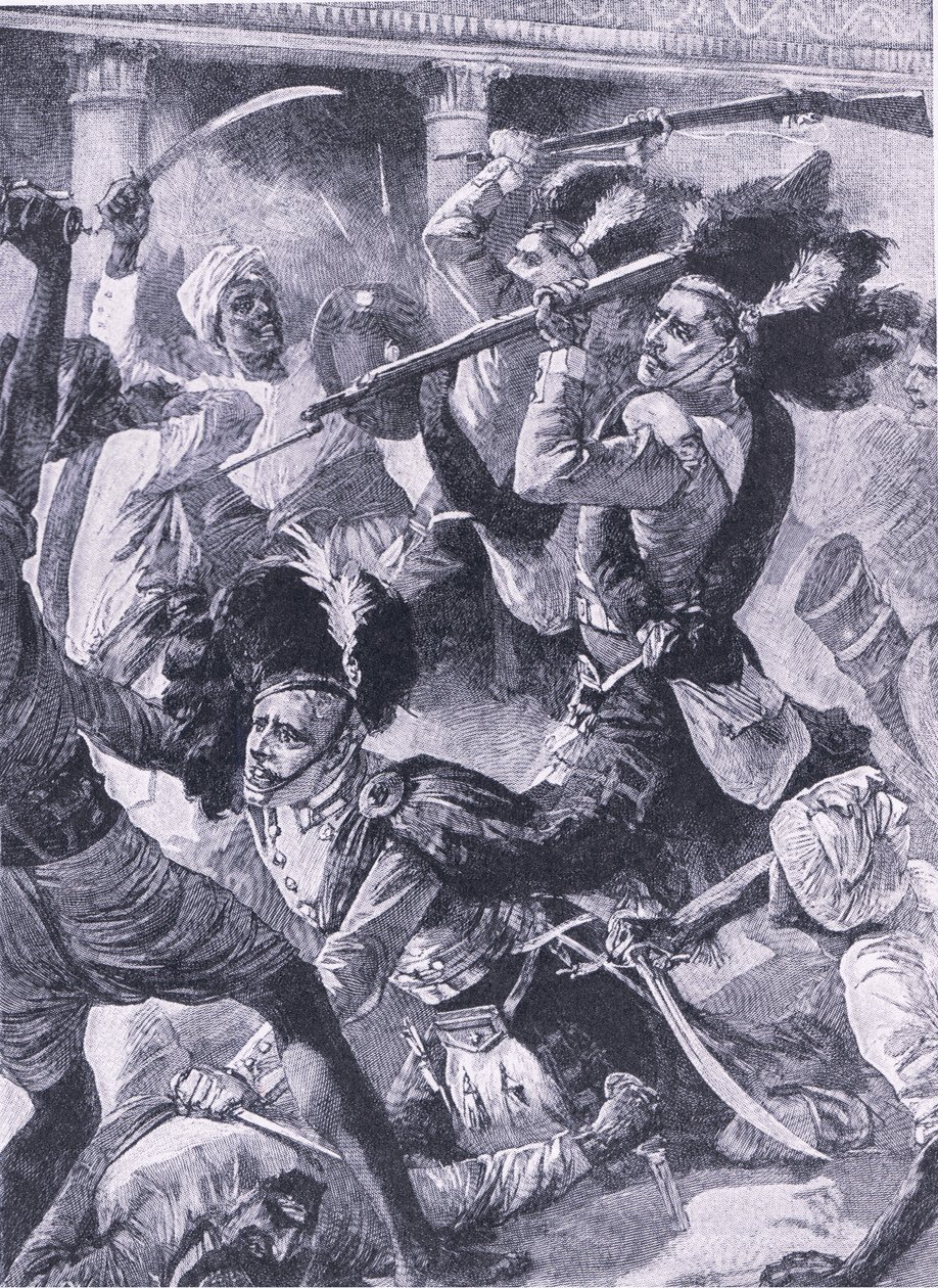 Druga ulga w Lucknow, ilustracja z „British Battles on Land and Sea” autorstwa William Heysham Overend