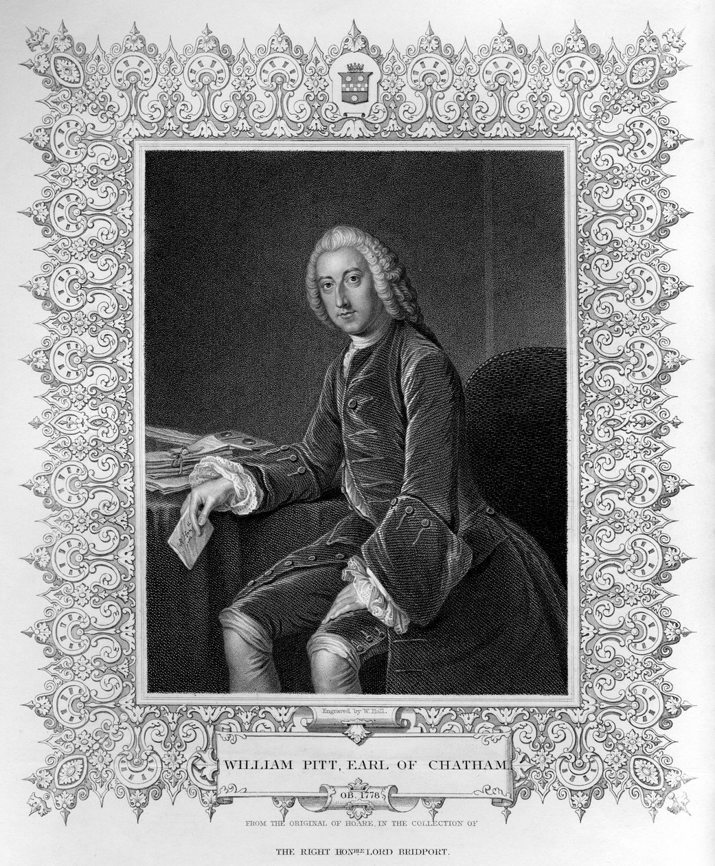 Portret Williama Pitta, 1. hrabiego Chatham, grawerowany przez Williama Holla Młodszego (1807-71) autorstwa William Hoare