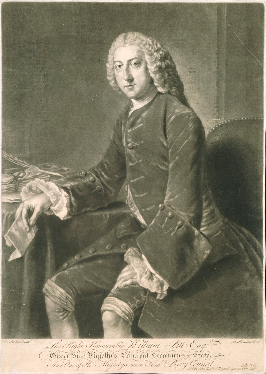 William Pitt, główny sekretarz stanu, wyryty przez Richarda Houstona (1721-75) autorstwa William Hoare
