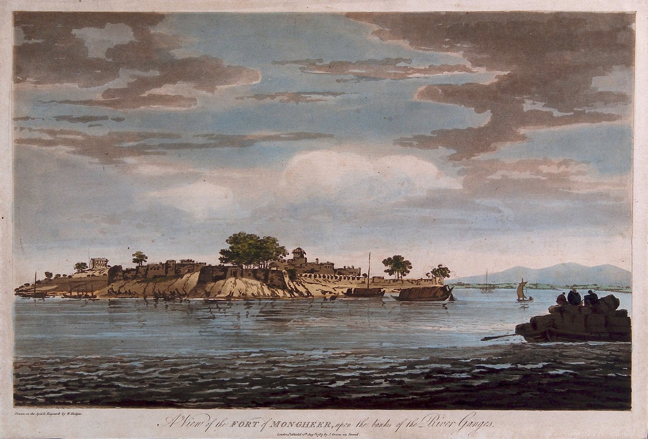 Widok na fort Mongheer nad brzegiem rzeki Ganges autorstwa William Hodges