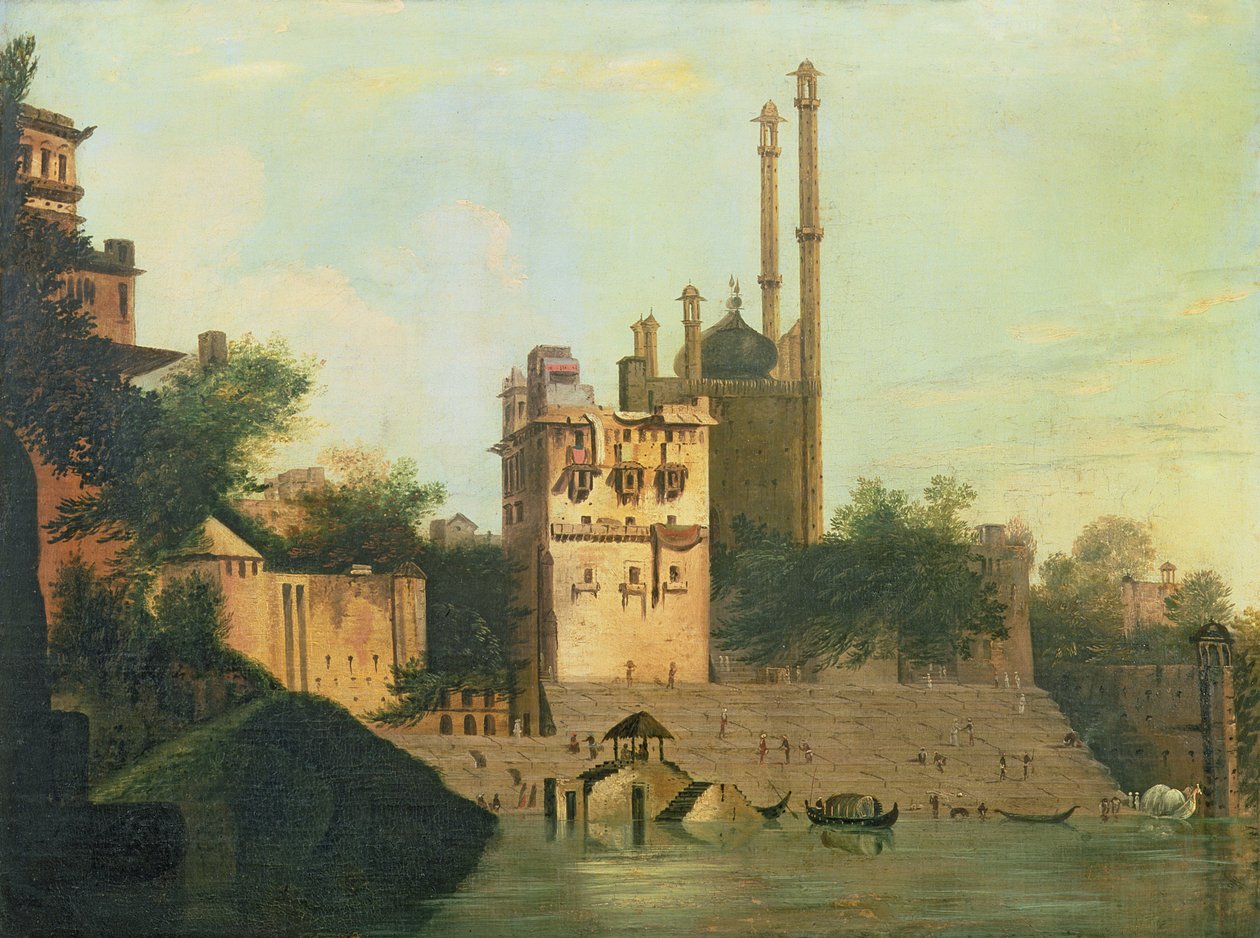 Foster 94 (88) Meczet Aurangzeba nad Gangesem, Pałac Raja Abal, Benares autorstwa William Hodges