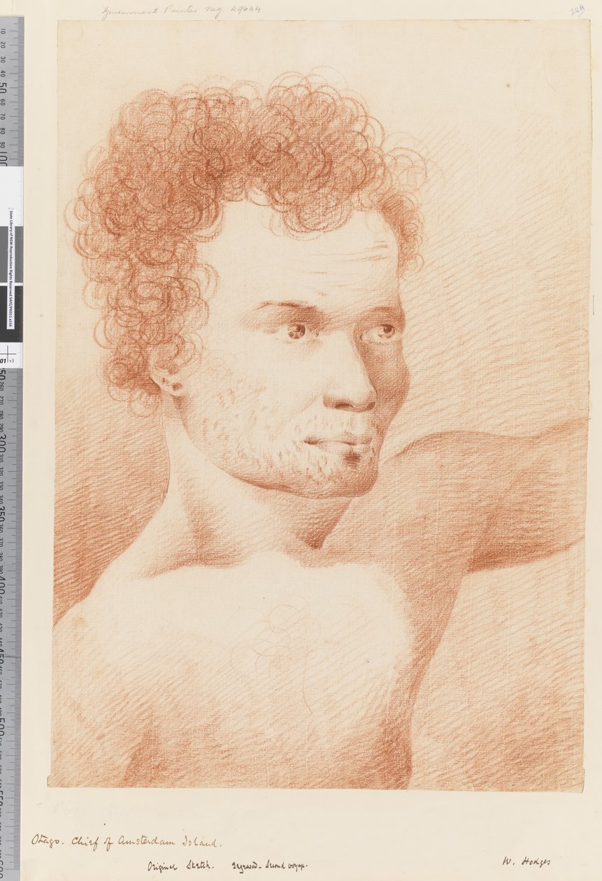 Strona 24a Otago, wódz wyspy Amsterdam, 1768-75 (czerwona i biała kreda) autorstwa William Hodges