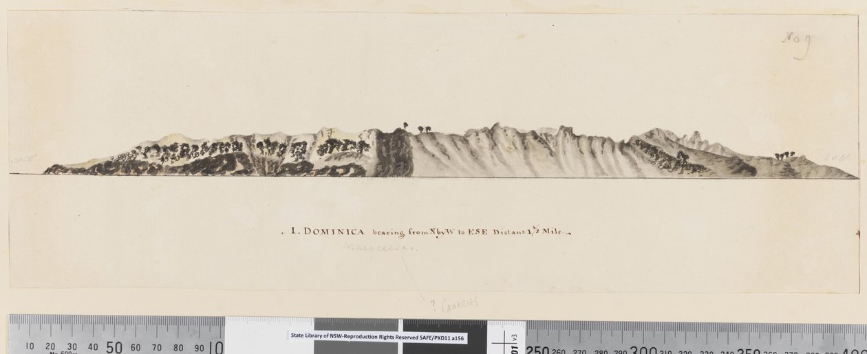 Strona 25a/c 1. Namiar na Dominika z N przez W do ESE oddalony o 1,5 mili autorstwa William Hodges