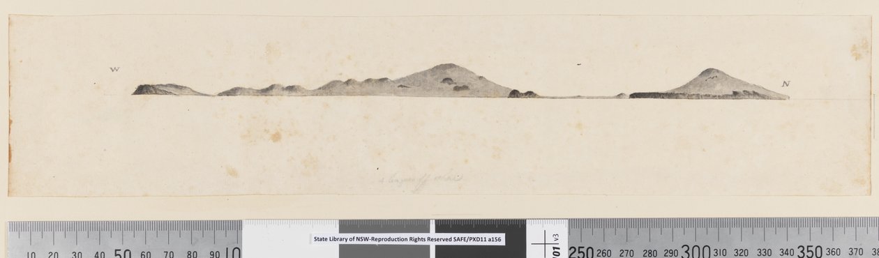 Strona 25b/c Profil niezidentyfikowanej wyspy autorstwa William Hodges