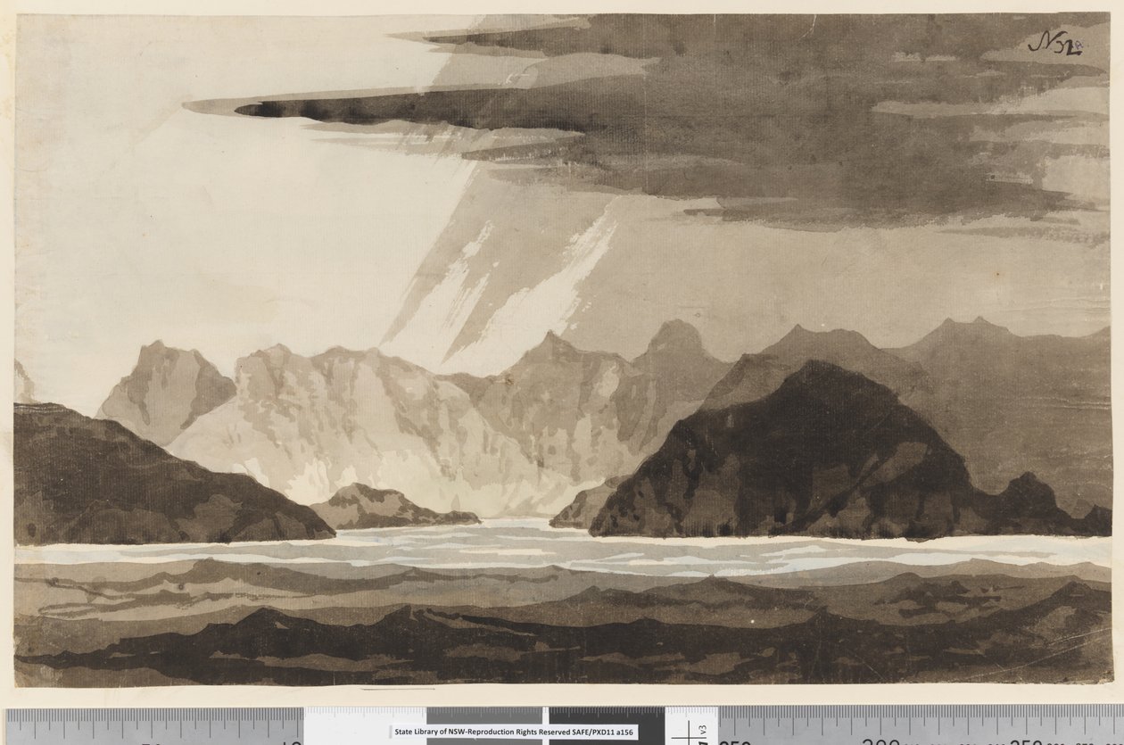 Strona 32a Widok, prawdopodobnie Dusky Bay, Nowa Zelandia autorstwa William Hodges