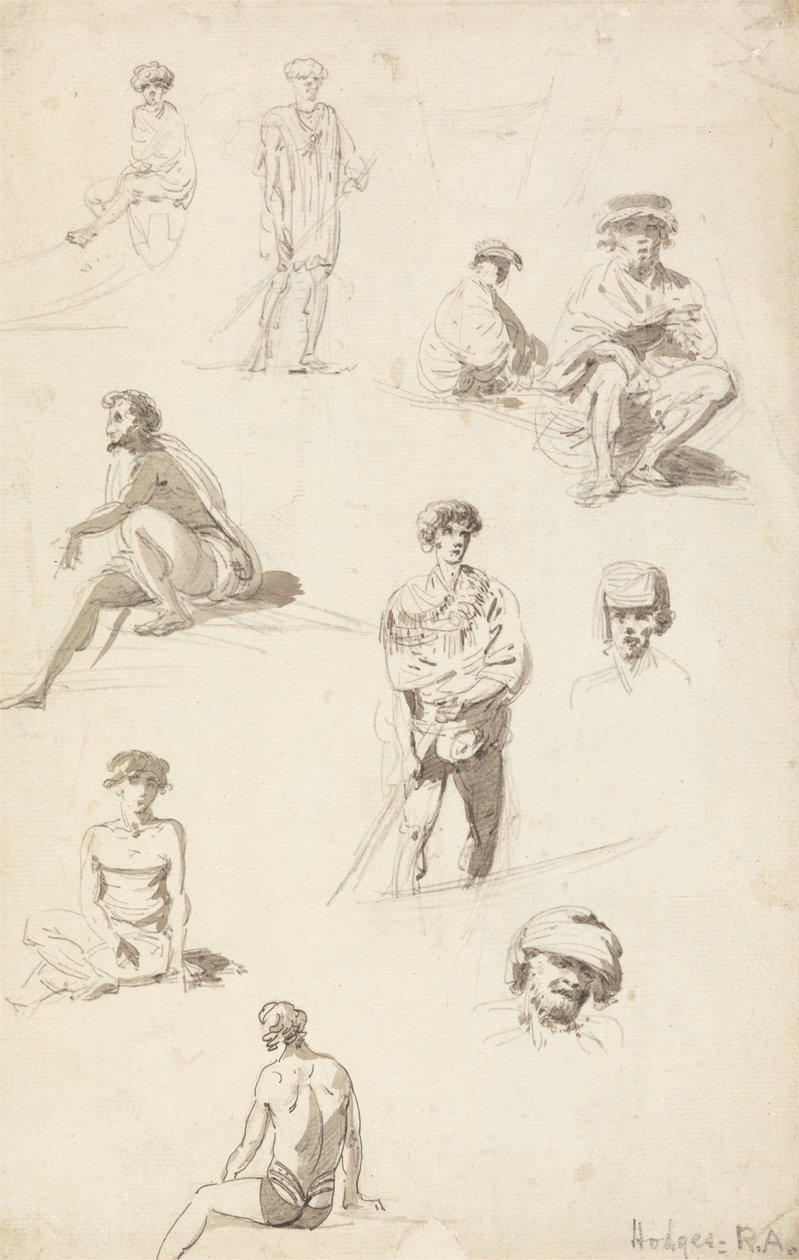 Arkusz studiów figur orientalnych autorstwa William Hodges