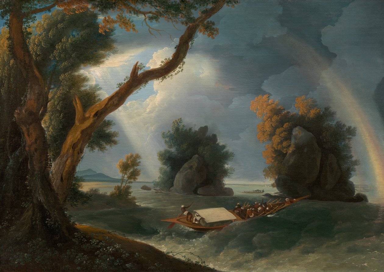 Burza nad Gangesem, z panią Hastings w pobliżu Col-gon Rocks autorstwa William Hodges