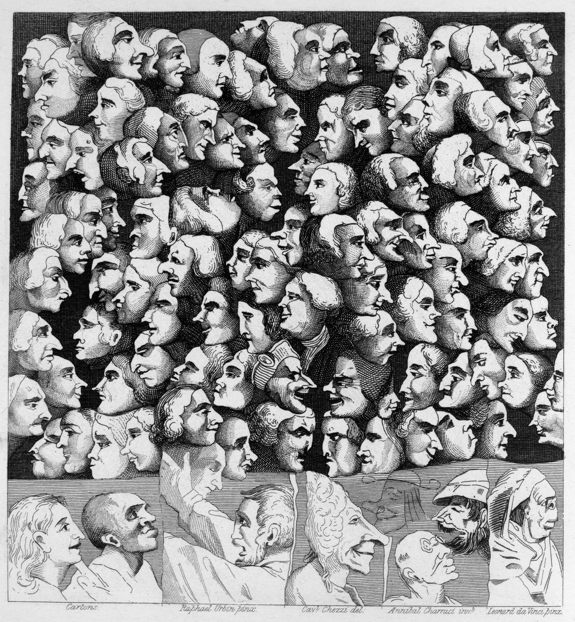 3 postacie 4 karykatury autorstwa William Hogarth