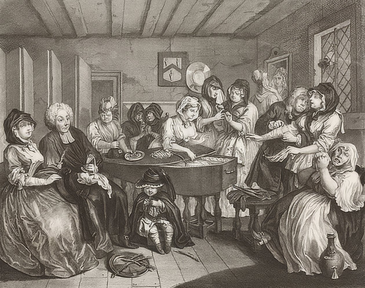 Postęp nierządnicy / Droga dziwki. Arkusz 6: Pogrzeb. 1732 autorstwa William Hogarth