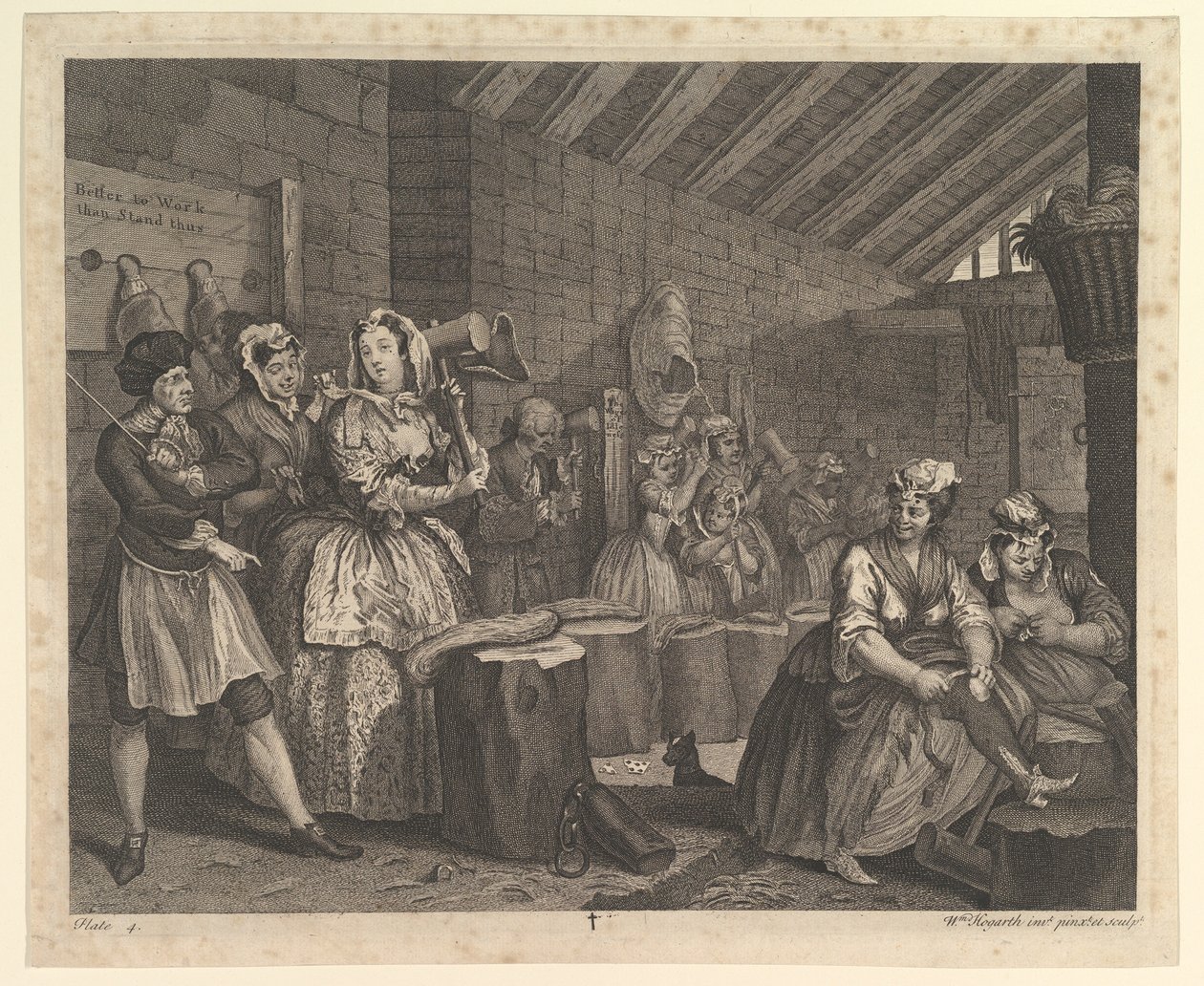 Postęp nierządnic, płyta 4, kwiecień 1732. autorstwa William Hogarth