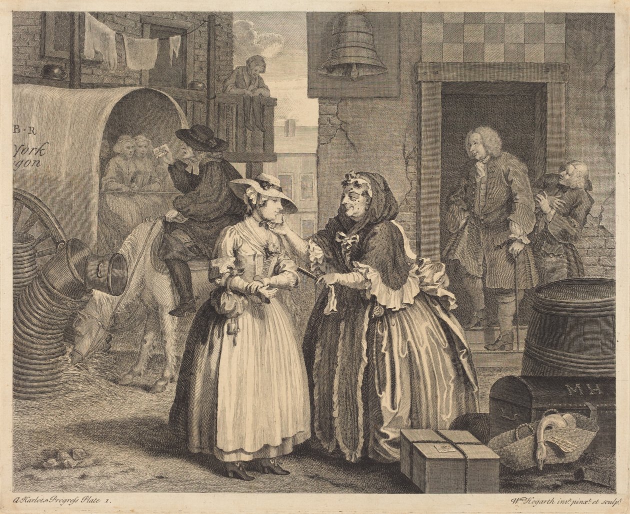 Kariera prostytutki: tablica 1 autorstwa William Hogarth