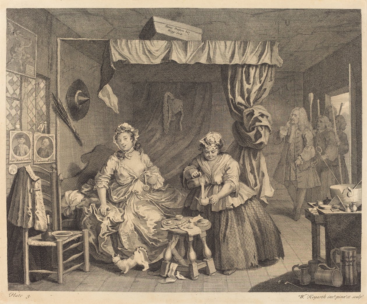 Postęp nierządnicy: pl.3 autorstwa William Hogarth