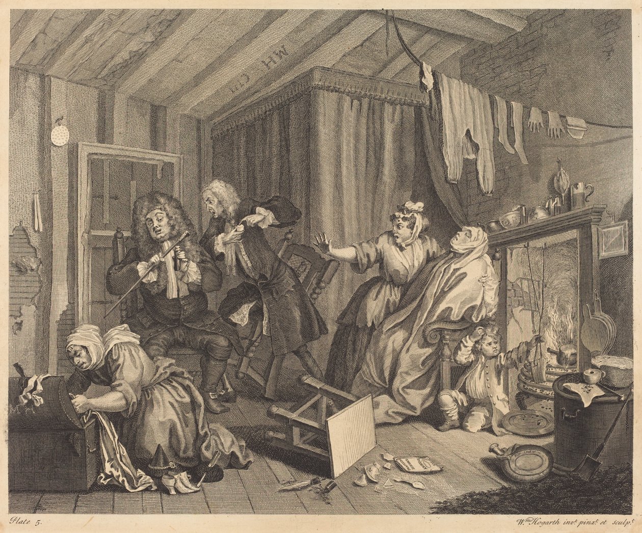 Postęp nierządnicy: pl.5 autorstwa William Hogarth