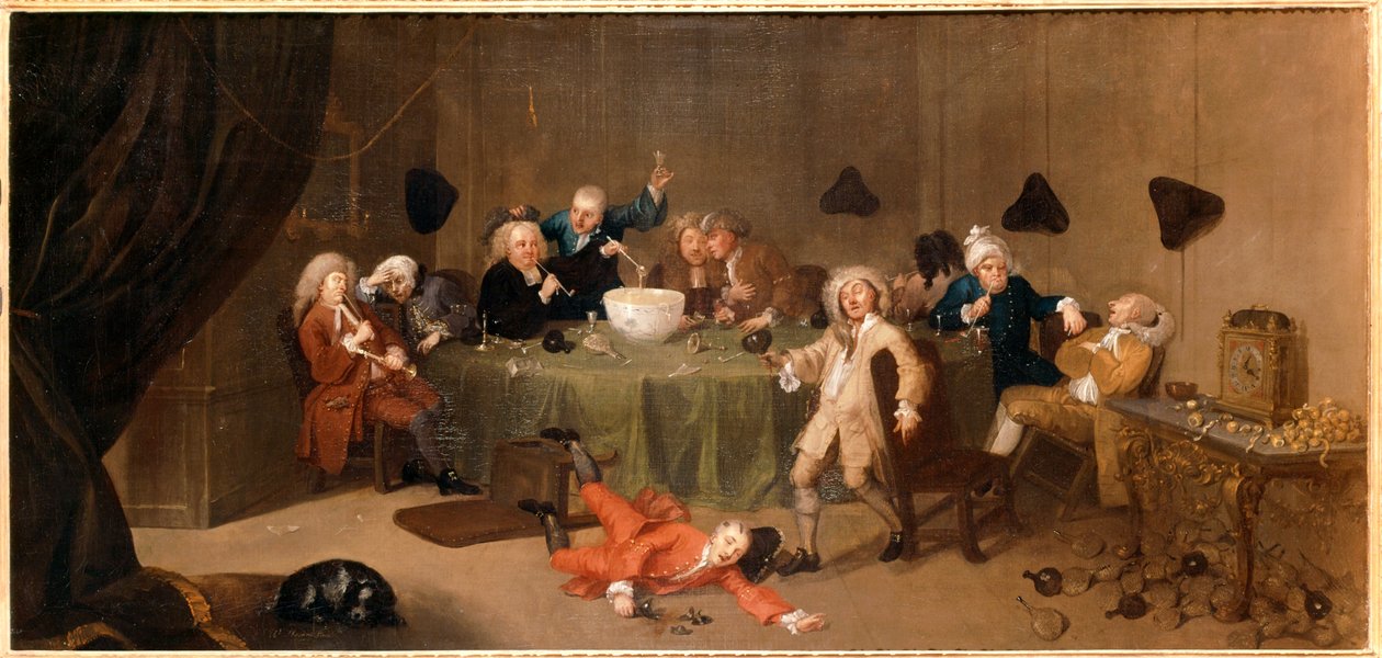 Nowoczesna rozmowa o północy... (olej na płótnie) autorstwa William Hogarth