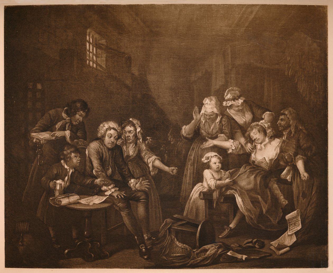 Postęp grabi - 7: Więzienie floty, 1733. autorstwa William Hogarth