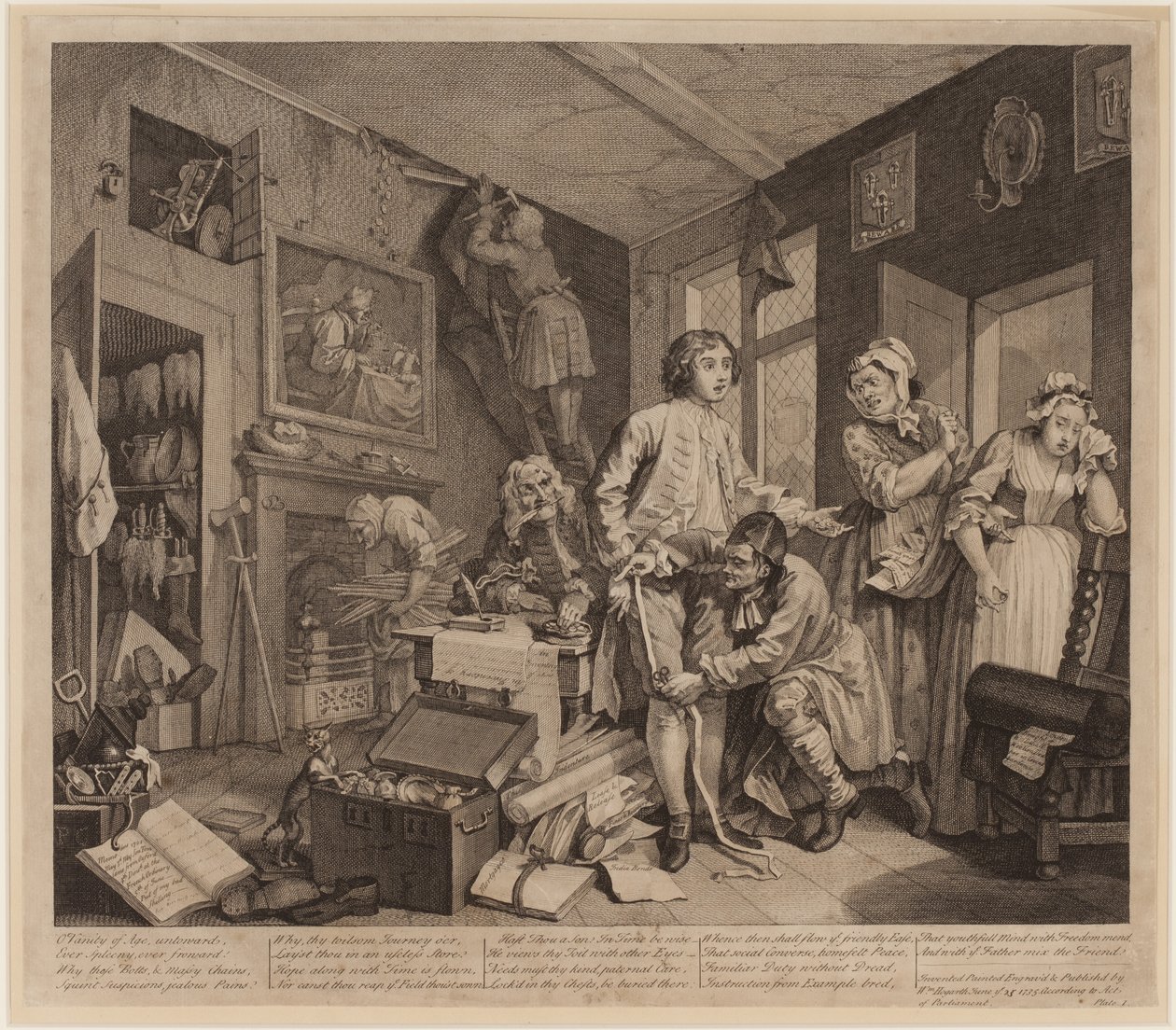 Postęp prowizji, płyta 1 autorstwa William Hogarth