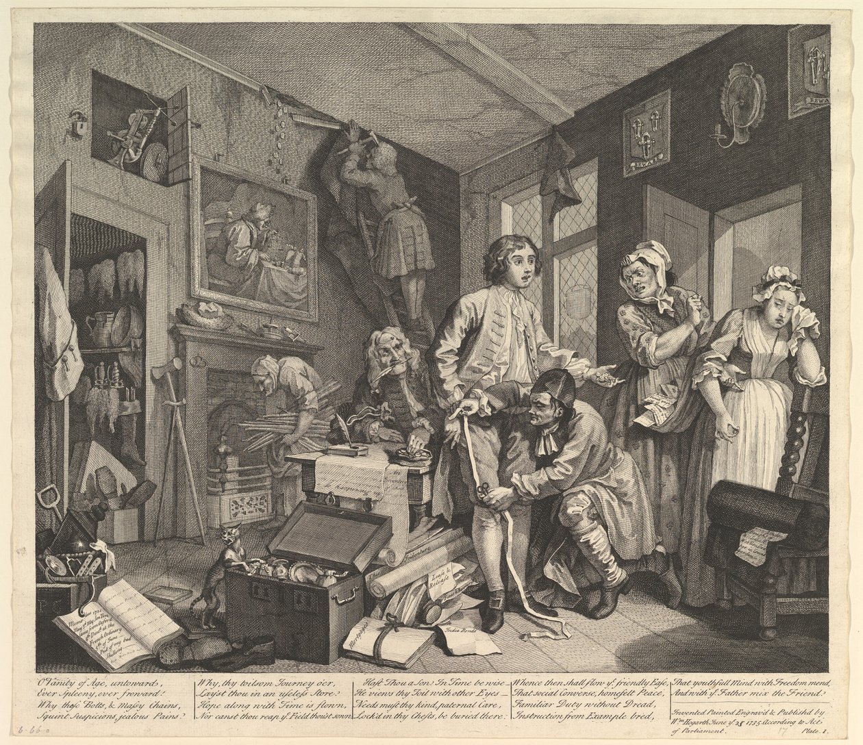 A Rakes Progress, płyta 1, 25 czerwca 1735. autorstwa William Hogarth